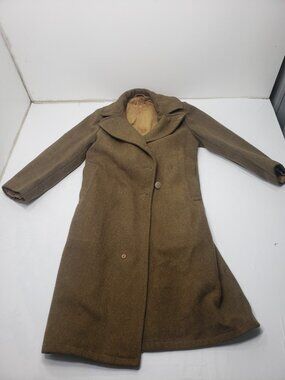 Vintage US Military Wool Overcoat Great Seal Eagle Buttons WWII Style Half Belt